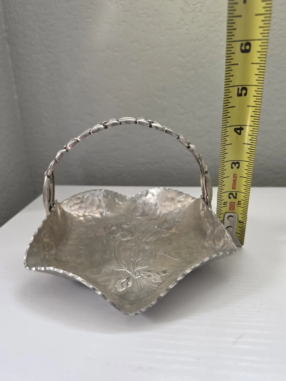 Silver Floral Link Bride's Basket